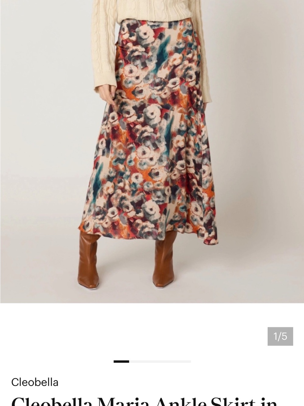 Cleobella Maria maxi Skirt in Teal, Orange & Cream Floral